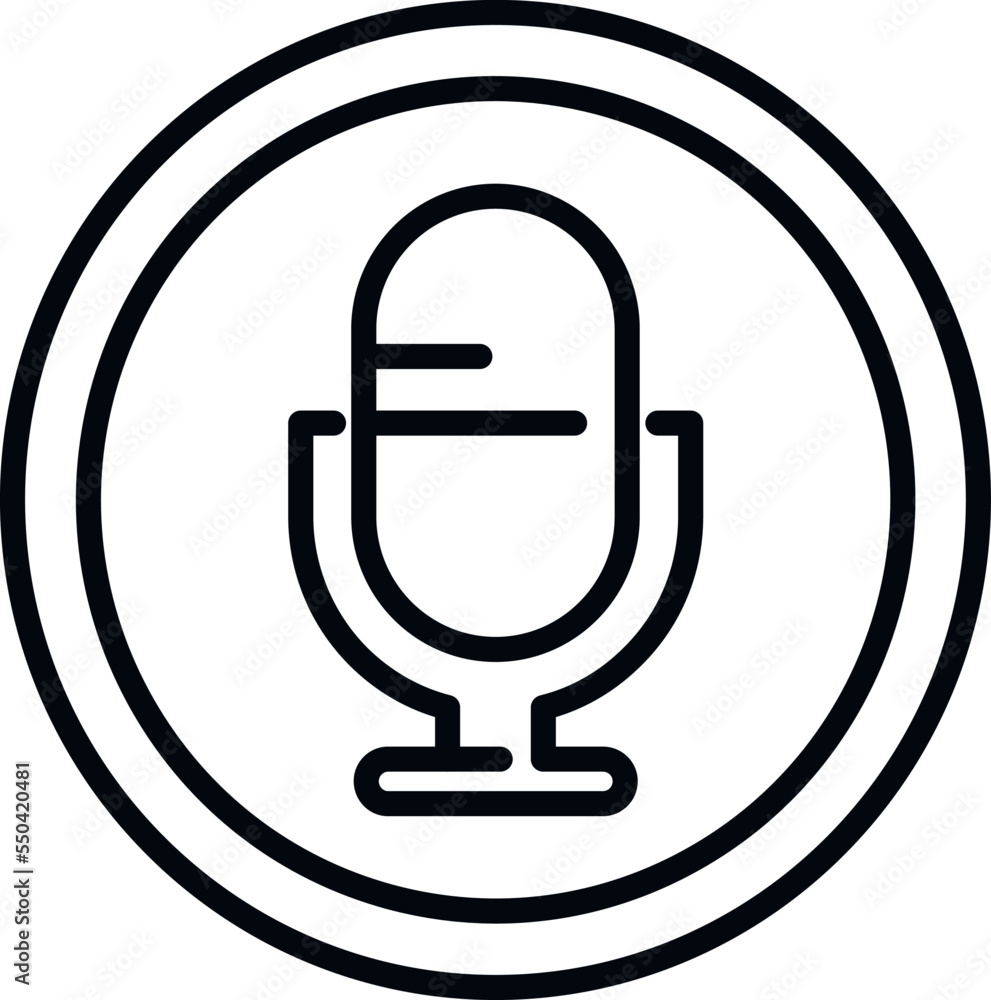 Poster microphone icon outline vector. button interface. web design