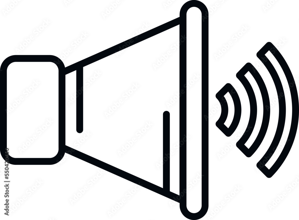 Poster loud speaker icon outline vector. button interface. pin play