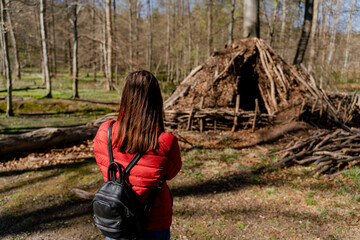 Wooden wigwam made from wooden sticks. © liukovmaksym