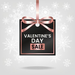 valentine's day sale price tag with pink ribbon