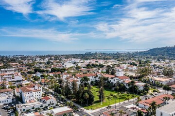 Aerial shot of the buildings of Santa Barbara California, USA