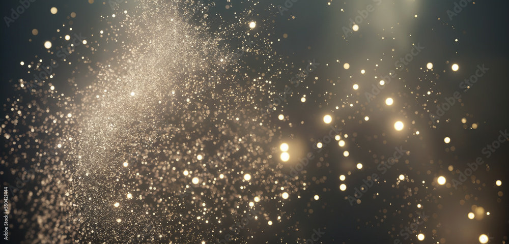 Poster bokeh background from particle and lights. light effect, stars. backdrop with copy space, graphic el