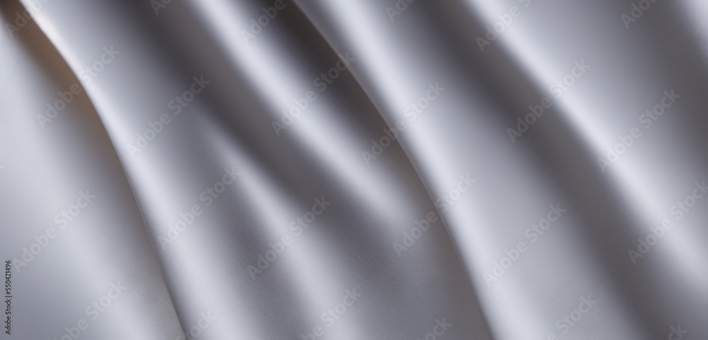 Poster flowing grey satin fabric in motion. backdrop with copy space, graphic elements for design layout. p