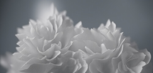 Fototapeta premium Abstract paper art, bloom of white pedals with texture background. Backdrop with copy space, graphic elements for design layout. perfect for presentation, compositions, video and print.