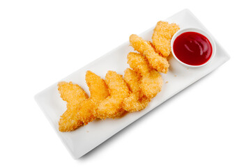 Chicken nuggets with mayonnaise, selective focus