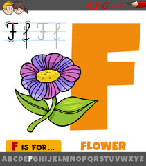 letter F from alphabet with flower word