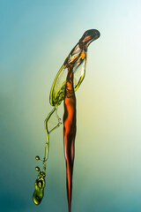 Water drop falling and colliding with another one