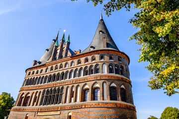 historic buildings at the old town of Lübeck
