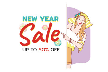 Sale story template, price drop, welcome happy new year ready for social media. Vector illustration for flyers, banners, invitations