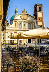 historic buildings at the old town of Vigevano in italy