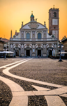 historic buildings at the old town of Vigevano in italy