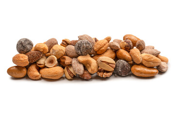 A group of almonds, pistachios, walnuts, macadamia, cashews.