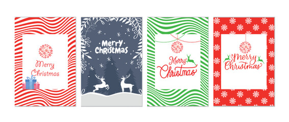 Merry Christmas and Happy Holidays cards with New Year tree , reindeers , snowflakes , floral frames and backgrounds design. Modern universal artistic templates. Vector illustration.