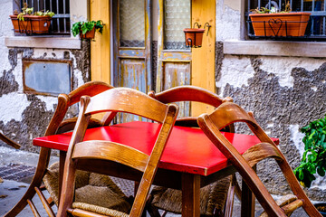 typical italian sidewalk cafe - restaurant