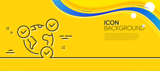 Online voting line icon. Abstract yellow background. Internet vote sign. Web election symbol. Minimal online voting line icon. Wave banner concept. Vector