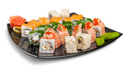 Maki-sushi on black plate