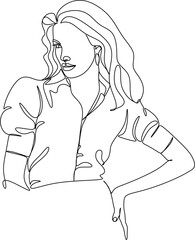 Woman line art. Vector portraits of women . Beauty brand decoration, massage, meditation, body care.