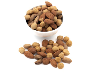 bowl of nuts on white background isolated 