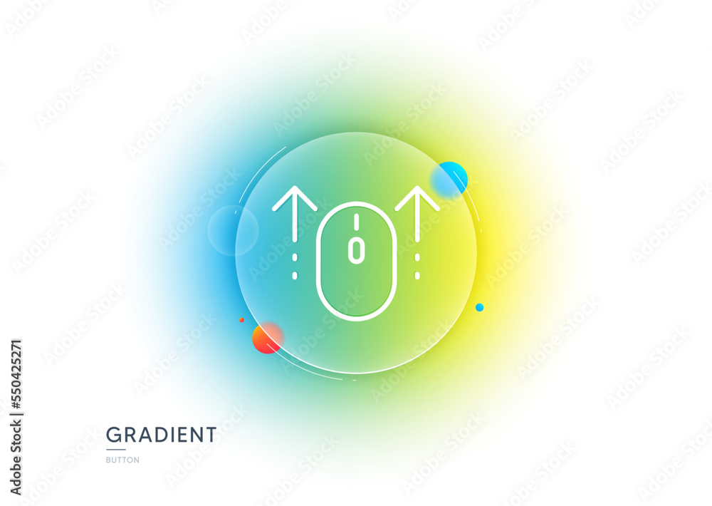 Poster swipe up mouse line icon. gradient blur button with glassmorphism. scrolling arrow sign. landing pag