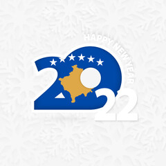 New Year 2023 for Kosovo on snowflake background.