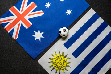 Australia vs Uruguay, Football match with national flags