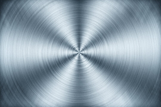 Circular brushed metal plate texture - abstract industrial background illustration.