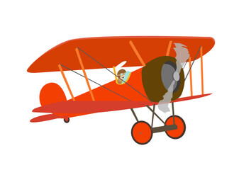 赤い複葉機のイラスト © tom