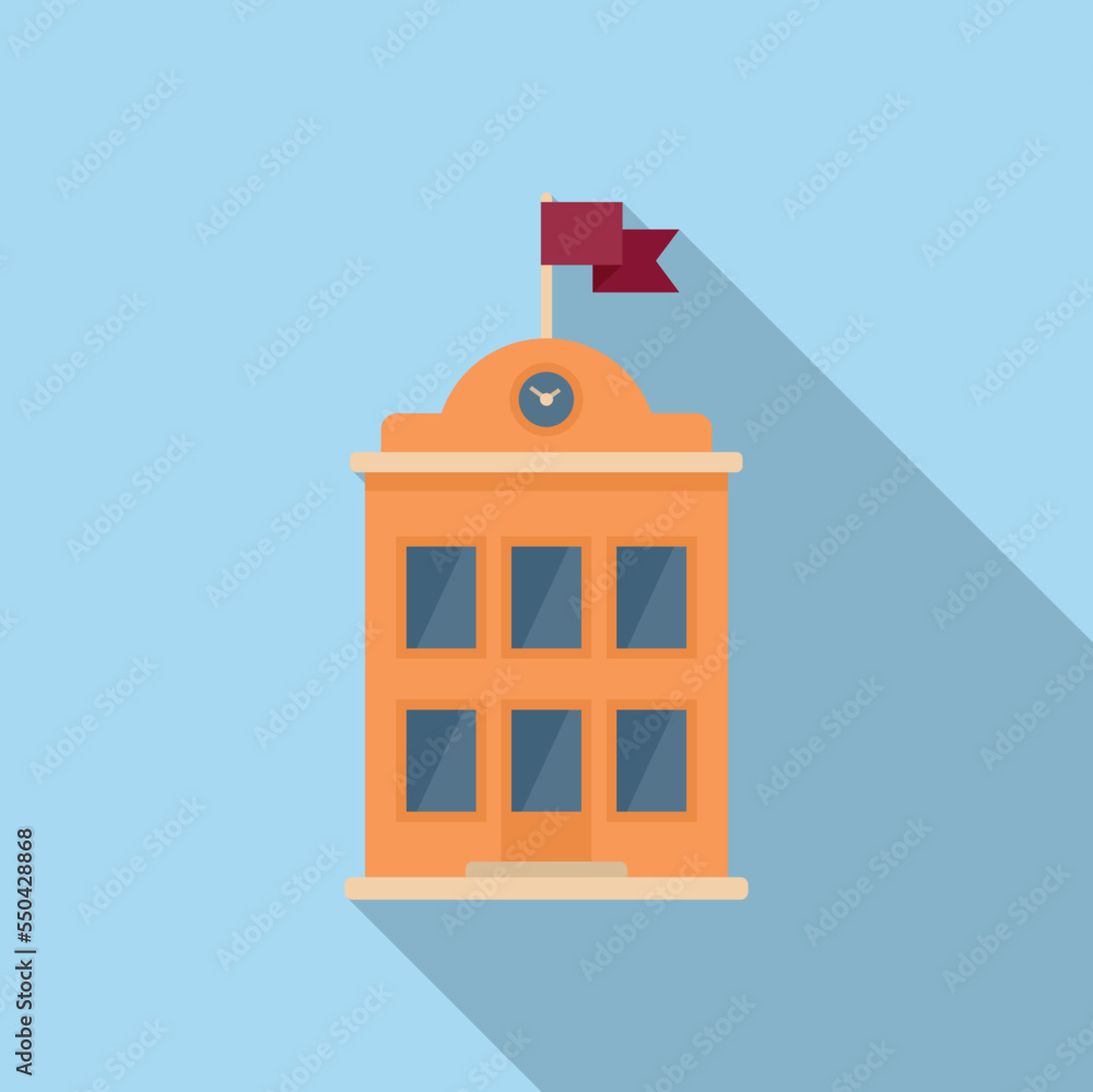 Poster college building icon flat vector. university study. app class