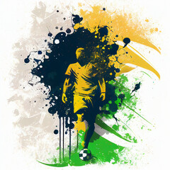 Brasil national football player. Brazilian soccer team. Brazil soccer poster. Abstract Brazilian football background