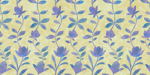 Leaves watercolor seamless pattern. abstract botanical background