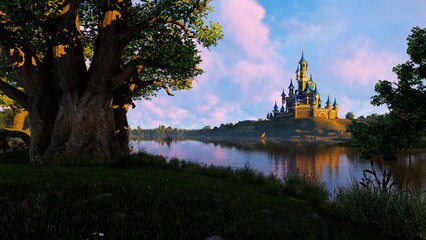 Royal castle on the lake