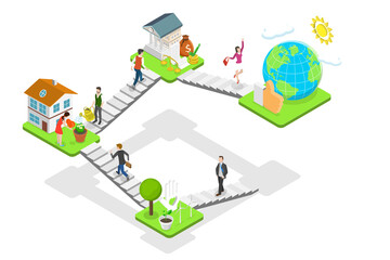 3D Isometric Flat  Conceptual Illustration of ESG - Environmental, Social and Corporate Governance