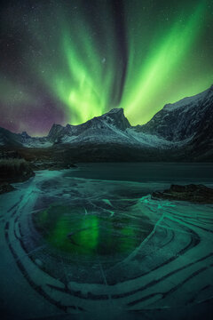 northern lights over mountain