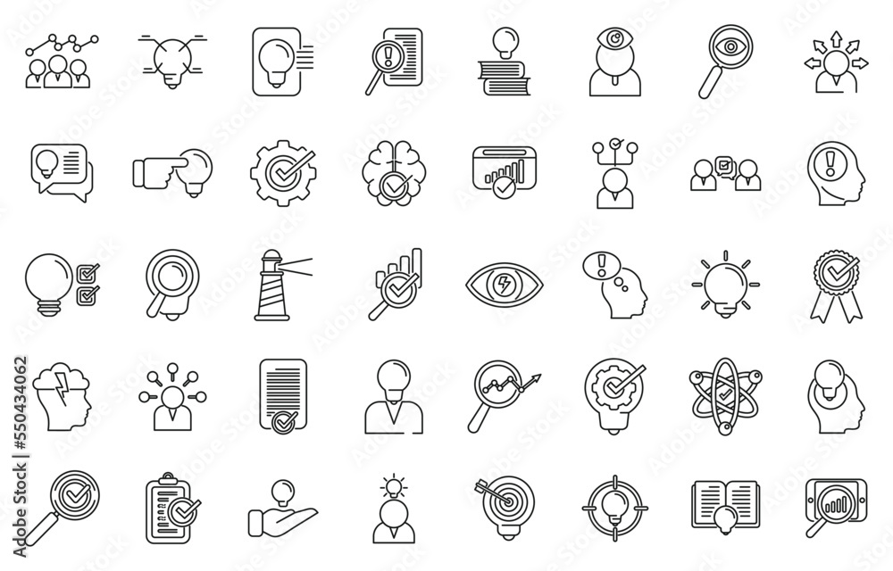 Aufkleber insight icons set outline vector. problem generation. brainstorm mind