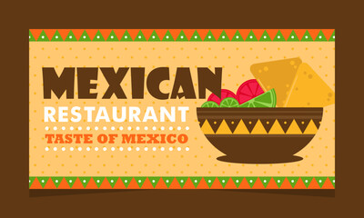 Mexican food service offer, web page. Landing banner with promo, vector illustration. Mexican restaurant.