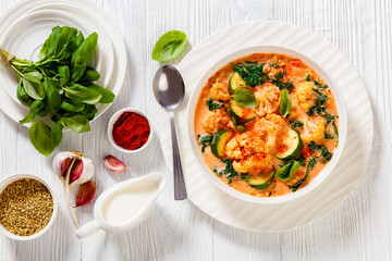 Creamy Tomato Soup with ground Chicken and veggies