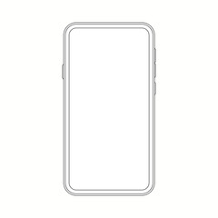 Contour line drawing of a modern smartphone. Elegant thin line stroke style design