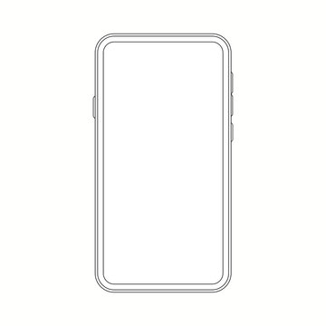 Contour line drawing of a modern smartphone. Elegant thin line stroke style design