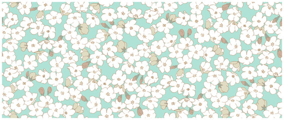 桜の花のシームレスなパターン手描き 