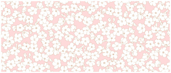 桜の花のシームレスなパターン手描き 
