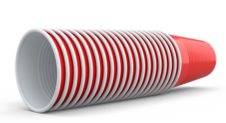 Set of pastic disposable party cup for juice, fresh, beer on white background.