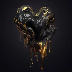 Tapeten heart shaped black with gold inkt splatters © Jane