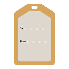 Simple present gift golden yellow name tag with to from lines