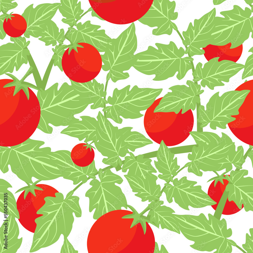 Poster red tomato seamless pattern. tomatoes seamless pattern on a white background. red ripe tomatoes with