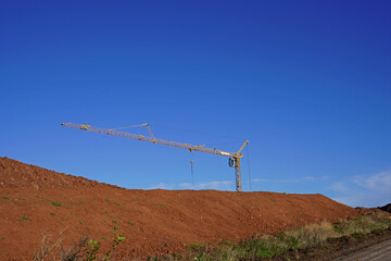 Bridge construction site for the construction of a bridge for the flyover over the A143 motorway