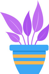 Flower pot, indoor plant vector icon, house garden, home interior. Botanical illustration isolated on white background