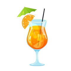 Fresh cocktail with citrus on white background