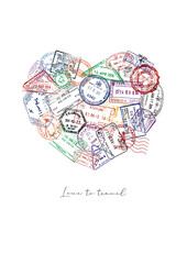 Passport stamp heart poster - 550437475