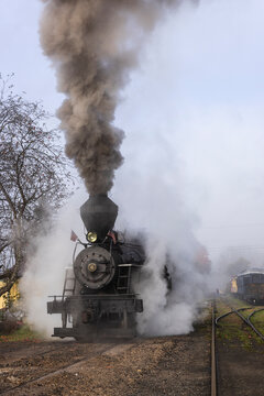 Historic lumber steam engine now offers tourist rides in the Cass Scenic Railroad State Park in Cass and Durbin, West Virginia.