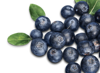 Fresh Ripe Blueberries isolated on white background